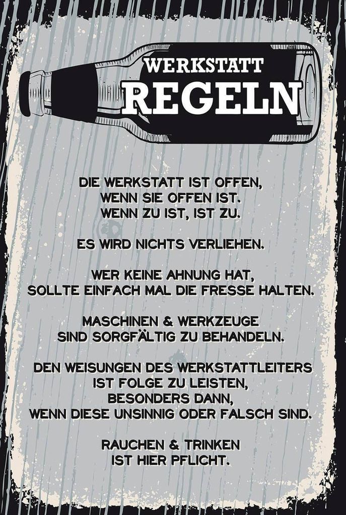 vianmo Holzschild 18x12 cm Werkstatt Regeln Maschinen