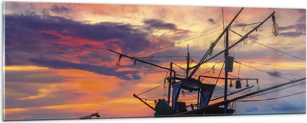 Bilder auf glas - Einteilig - Asien Boot Kutter - 90x30cm - Glasbilder - Wandbilder - Bilder - zum Aufhängen bereit - Wanddekoration aus Glas - Gl...
