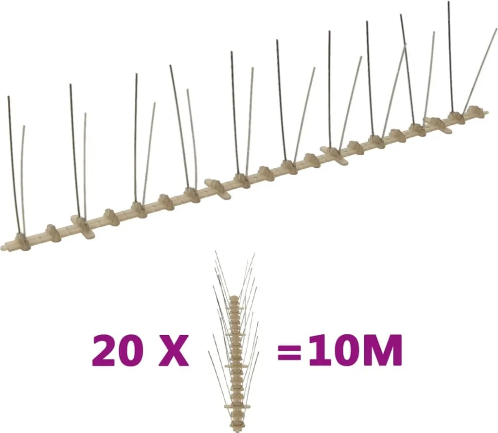 Pics anti-oiseaux 10 m plastique 2 rangées : stop fientes et bruits