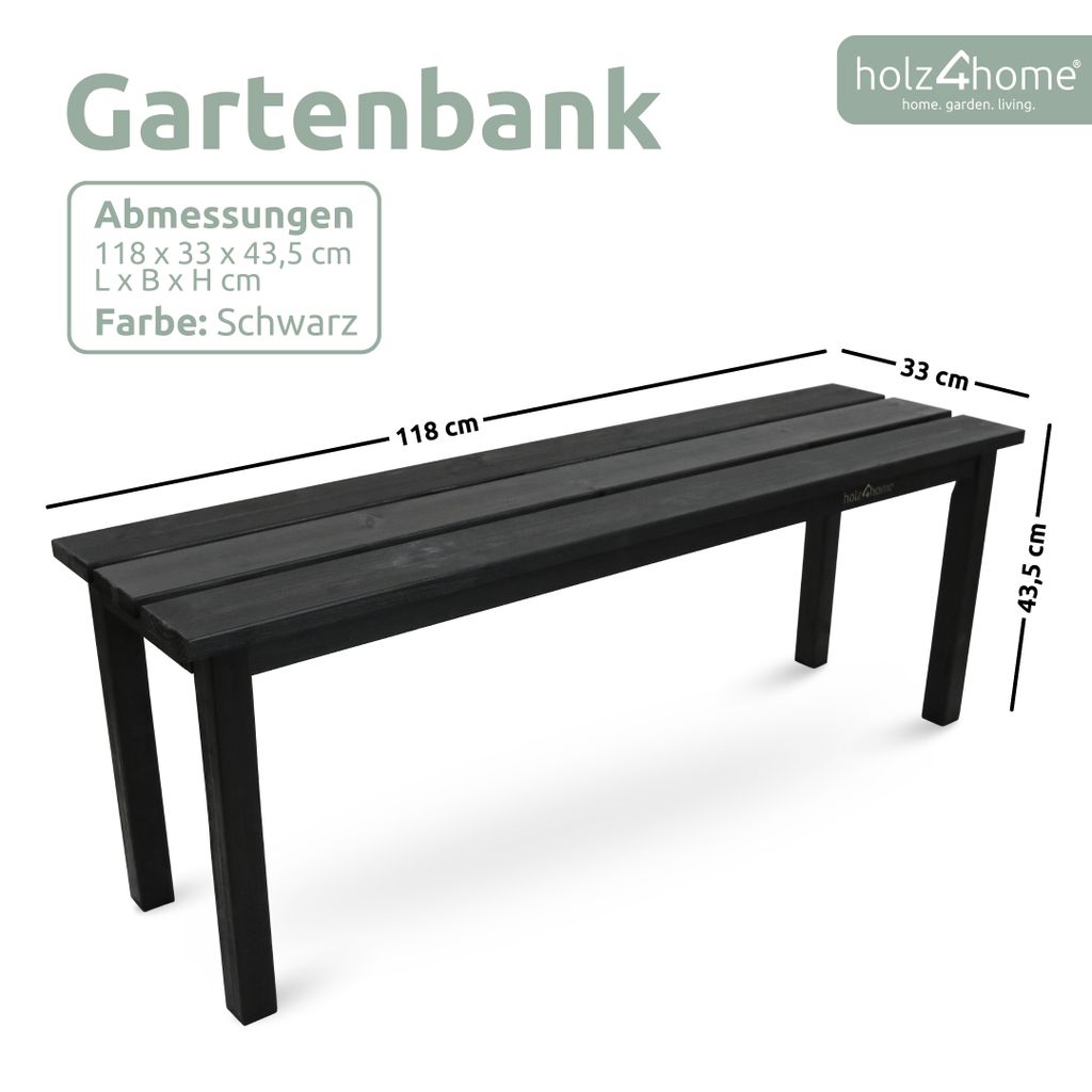 holz4home® Gartenbank Holzbank Schwarz I Kleine Bank ohne Produktbild 6