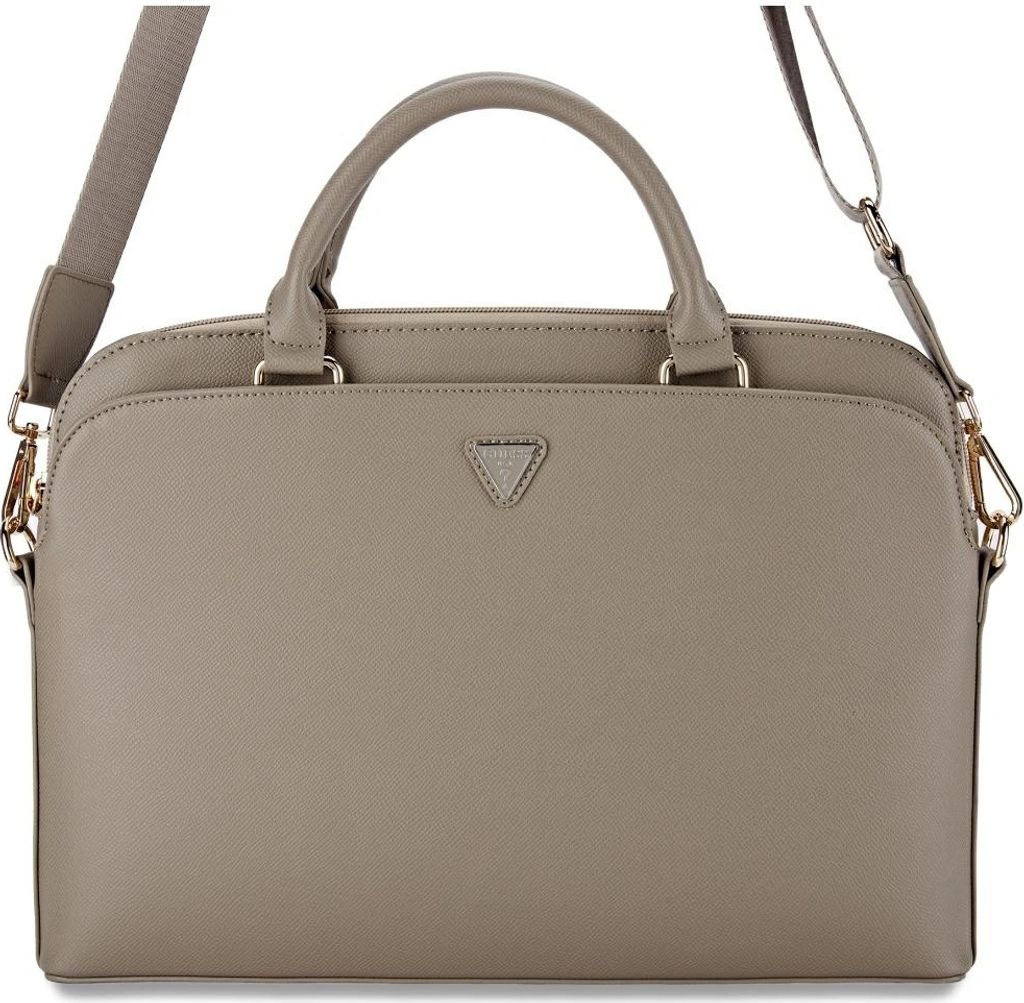 Guess Computertasche Genarbtes Dreieck Logo Reiverschlusstasche 13/14/15" Braun