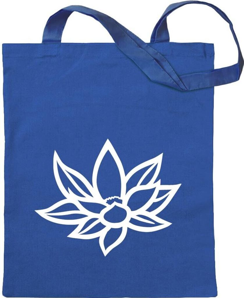 Kiwistar - Baumwolltasche - royalblau - Lotos Blüte Seerose - Tragetasche Stoffbeutel Umhängetasche Langer Henkel