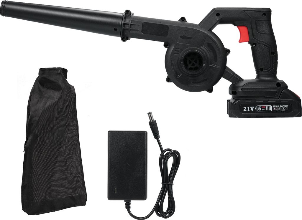 2-in-1 21V Hand-Elektrogeblaese und Staubsauger, Elektrischer Laubblaeser, Laubblaeser mit Akku und Ladegeraet, Auto-Trockengeblaese, Laubsauger, L...
