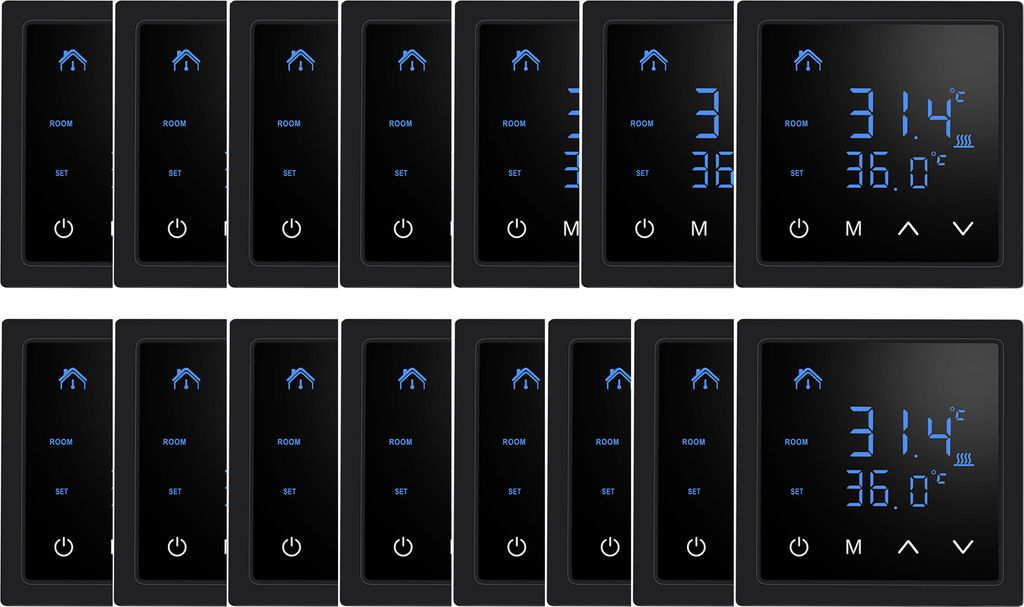 15X Smart Thermostat 16A Raumthermostat elektrische Heizungssteuerung Fußbodenheizung, mit LED-Touchscreen, für zu Hause Büros Einkaufszentren H...