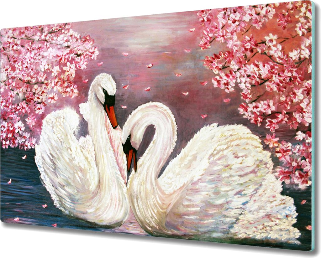 Coloray Küchenbrett Kochplattenabdeckung Hackbrett Schneidebrett Herdabdeckplatte 80x52 cm - Swans Baumblüten