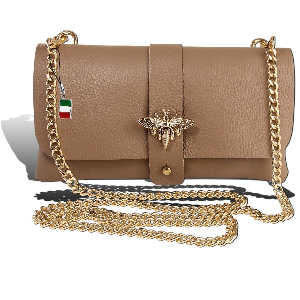 Clutch taupe beige Florence Tasche Leder D2OTM803N