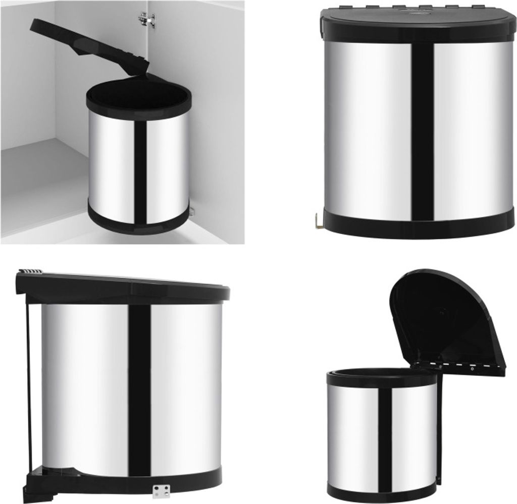 vidaXL Küchen Einbau Mülleimer Edelstahl 12 L - Einbau-Mülleimer - Einbaumülleimer - Einbauabfalleimer - Einbau-Abfalleimer