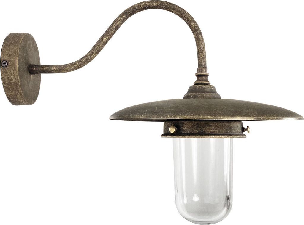 Außenwandlampe Messing massiv Glas 29,5 cm hoch IP44 in Produktbild 