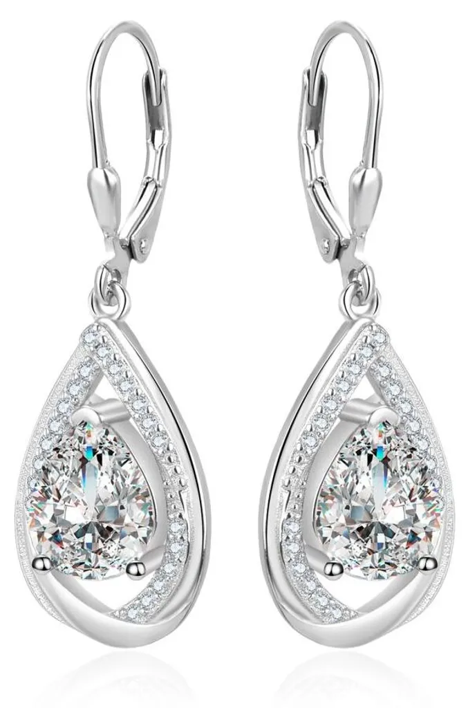 Boucles d'oreilles argent massif et pierre zirconium AGT-E108LW Éclat