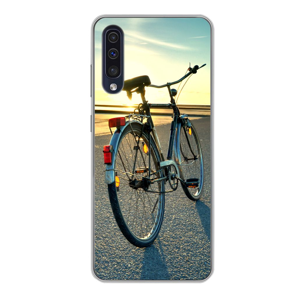 MuchoWow Handyhülle Schutzhülle Hülle für Samsung Galaxy A50 Nordsee - Fahrrad - Sonnenuntergang Silikon Softcase Handy Hülle - Mobiltelefon...