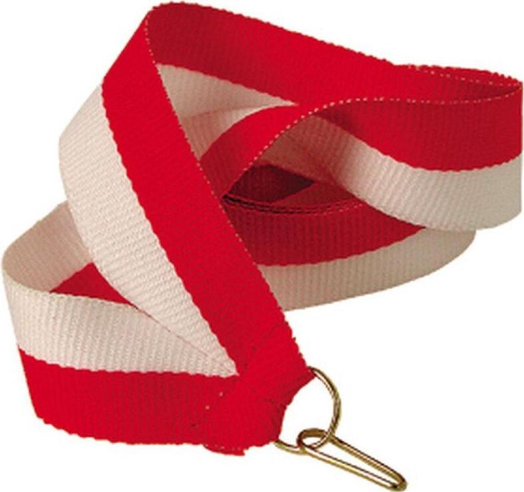 Bandschärpe für Medaillen Farbband 22mm weiß rot