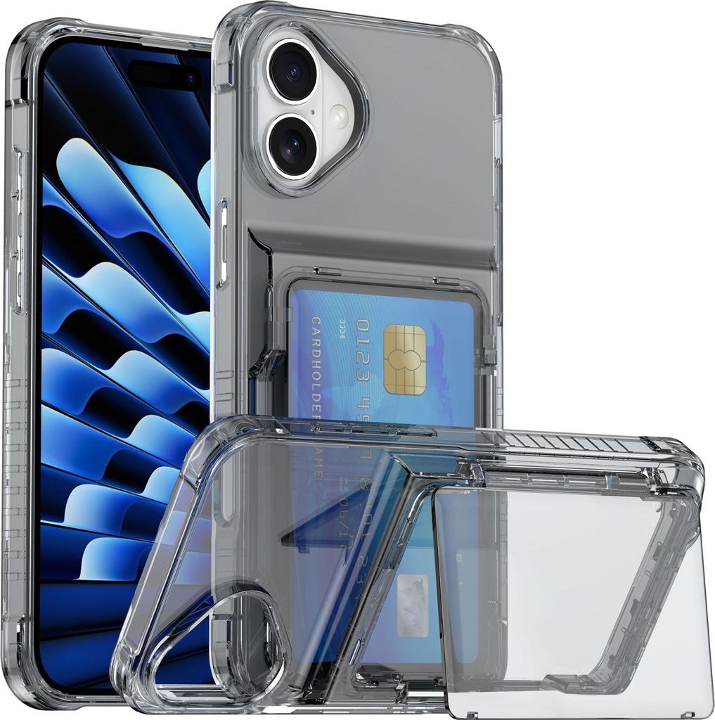 Cadorabo Handyhülle mit Kartenfach für Apple iPhone 17 Hülle in SCHWARZ TPU Schutzhülle mit Klappfach für Karten & Ausweis – Stoßfest, Slim...