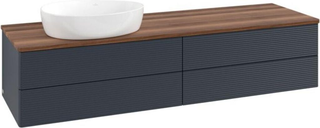 V&B Waschtischunterschrank mit Frontstruktur Antao 160x50cm, WBP-farbe w. wal, md bl. m Lac