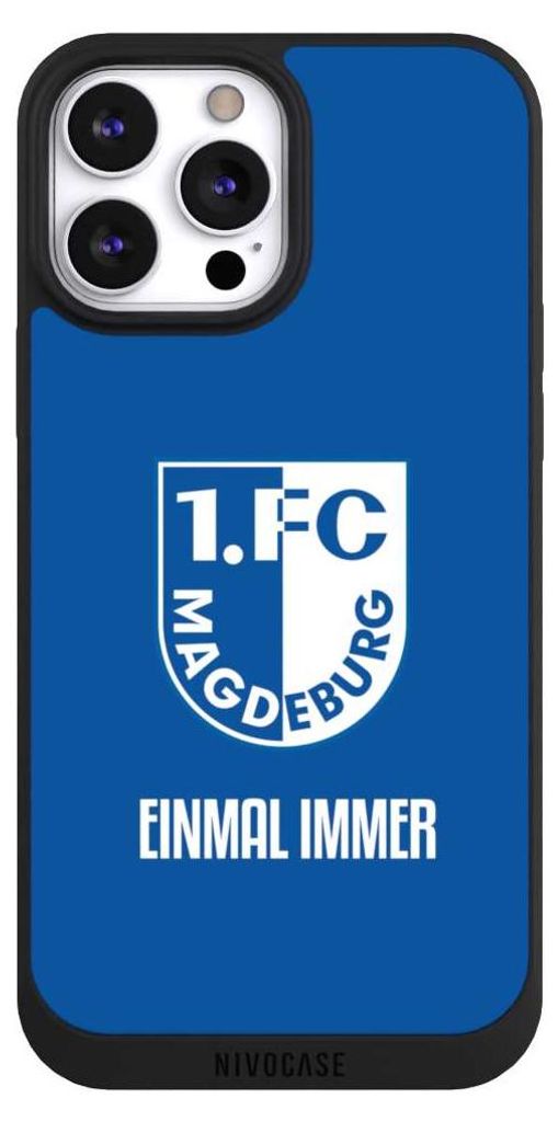 NIVOCASE Handyhülle für Apple iPhone 13 Pro Max Hülle NIVOpure Case Schwarz Offizielles Lizenzprodukt Wappen 1. FC Magdeburg