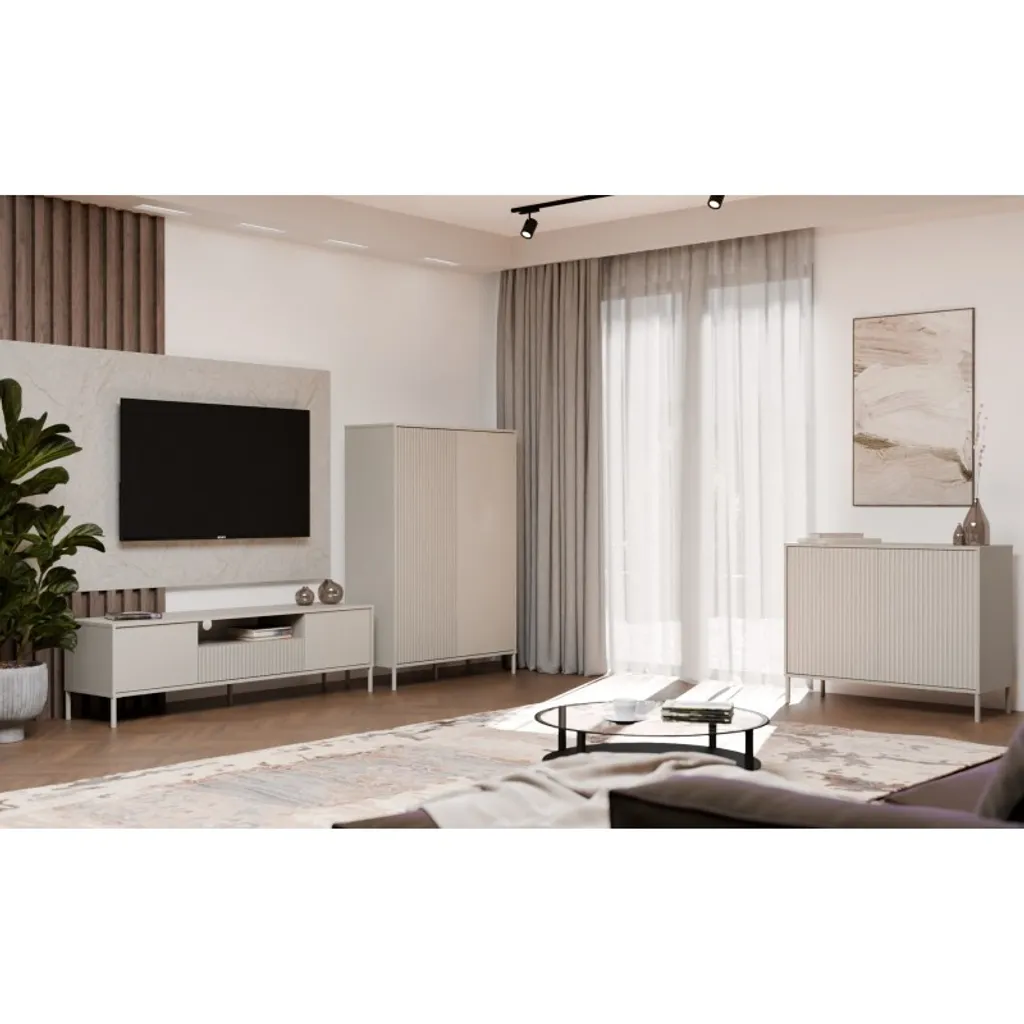 Meuble haut ELBA 104 cm cachemire - Solution gain de place pour studio - 3