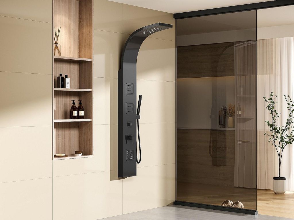 Duschpaneel mit Hydromassage TYRA – schwarz – 20 * 150 cm
