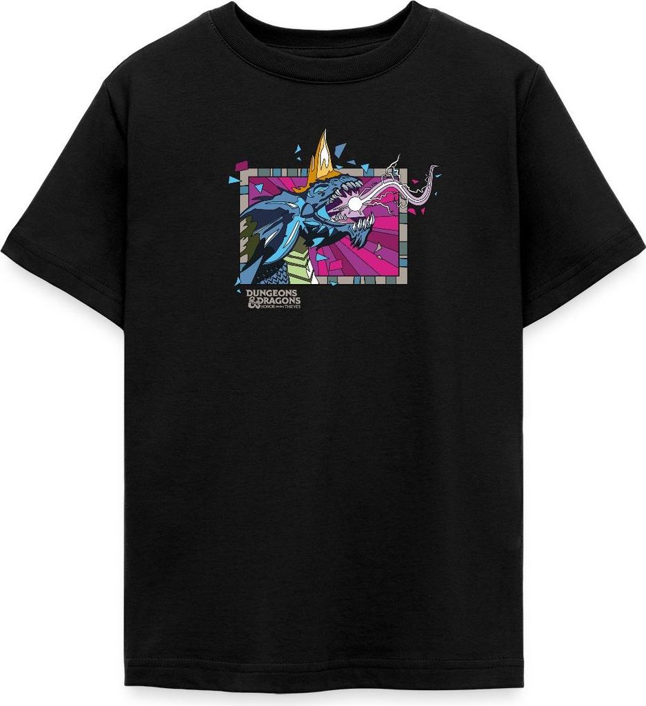 Spreadshirt Dungeons & Dragons DND Blauer Drache Teenager T-Shirt, 134/146 (9-11 Jahre), Schwarz