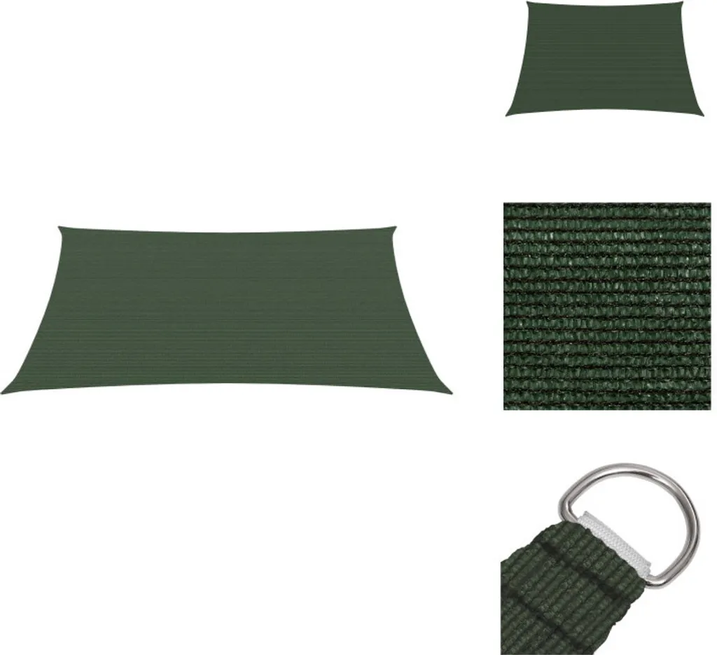 vidaXL Tenda da sole 160 g/m² verde scuro 3/4x3 m HDPE - Ombrelloni e tende da sole