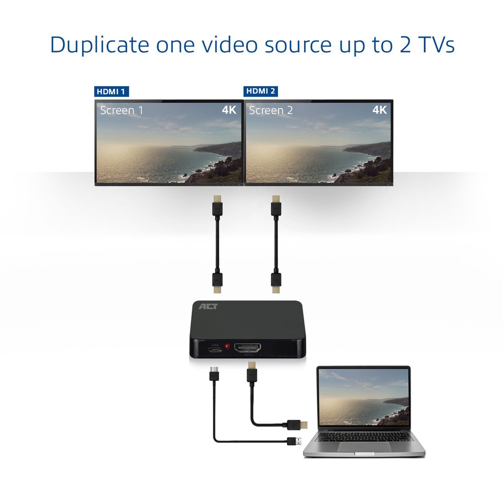 ACT AC7835  4K-HDMI-Splitter 1 × 2 Produktbild 