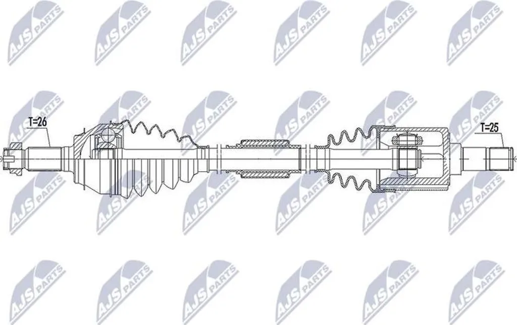 Arbre d'entraînement NTY NPW-HD-054 pour Honda Jazz OE 44305T5A900