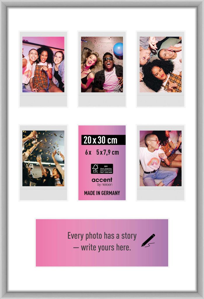 accent by nielsen Aluminium Bilderrahmen Instant, 20x30 cm, Silber Matt