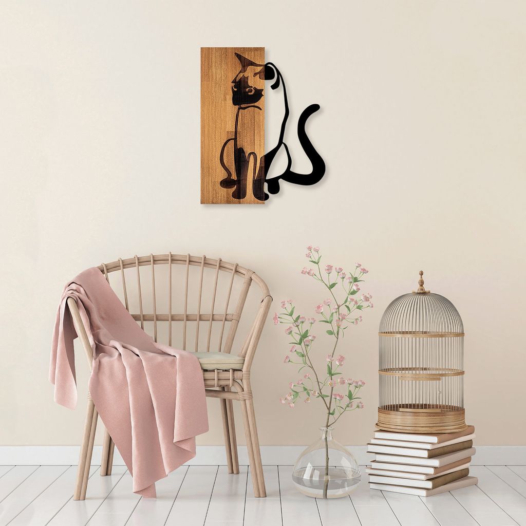 Wallity, MA-282, Dekoratives Wandaccessoire aus Holz, 50 % HOLZ / METALL, Nussbaum, 47 x 58 cm