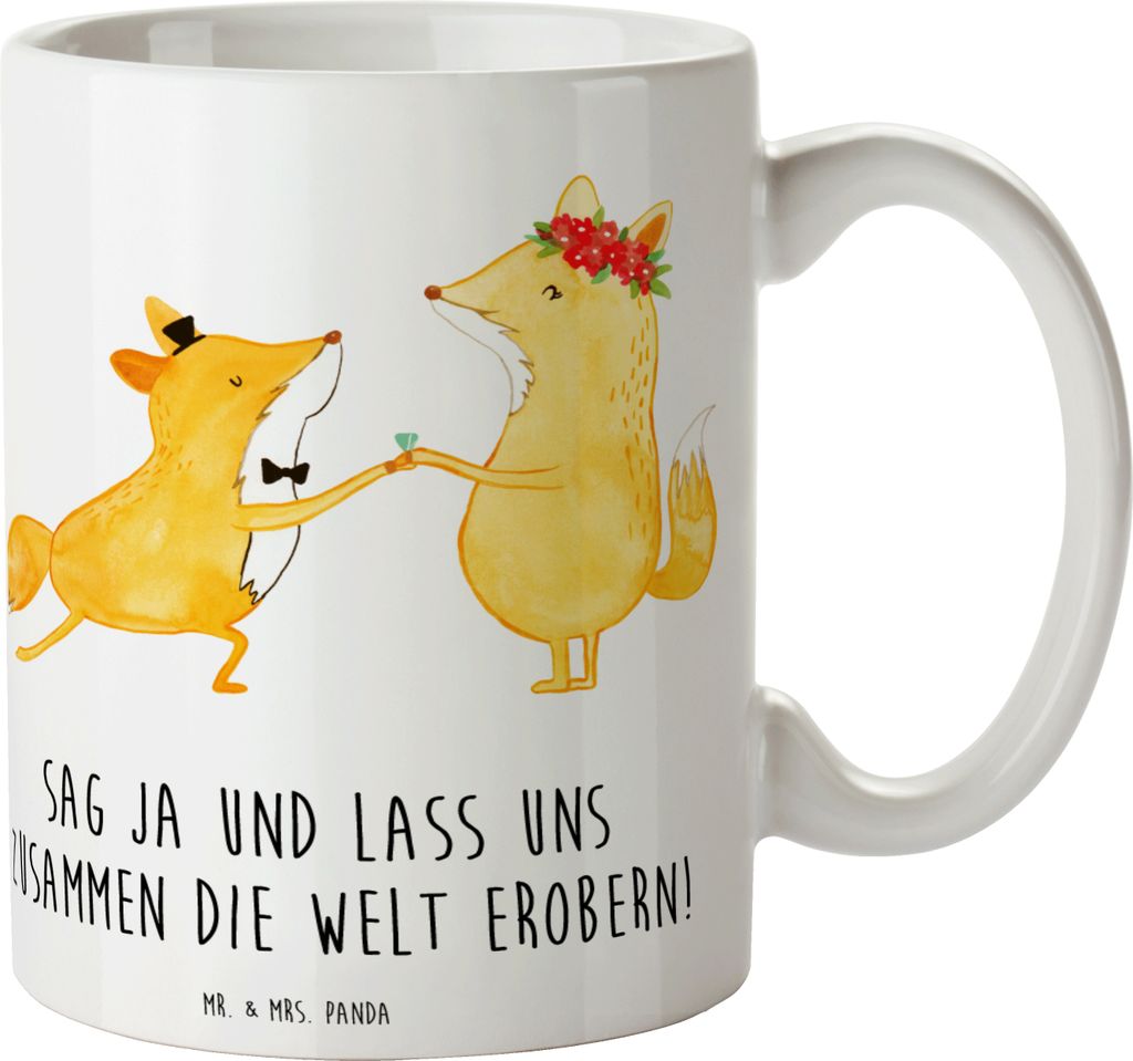 Mr. & Mrs. Panda Kaffeetasse Heiratsantrag Abenteuer - Weiß - Geschenk, Tasse, Geschenke, Liebe feiern, Verlobung, Heiraten, Pott, Heirat, Kakaota...