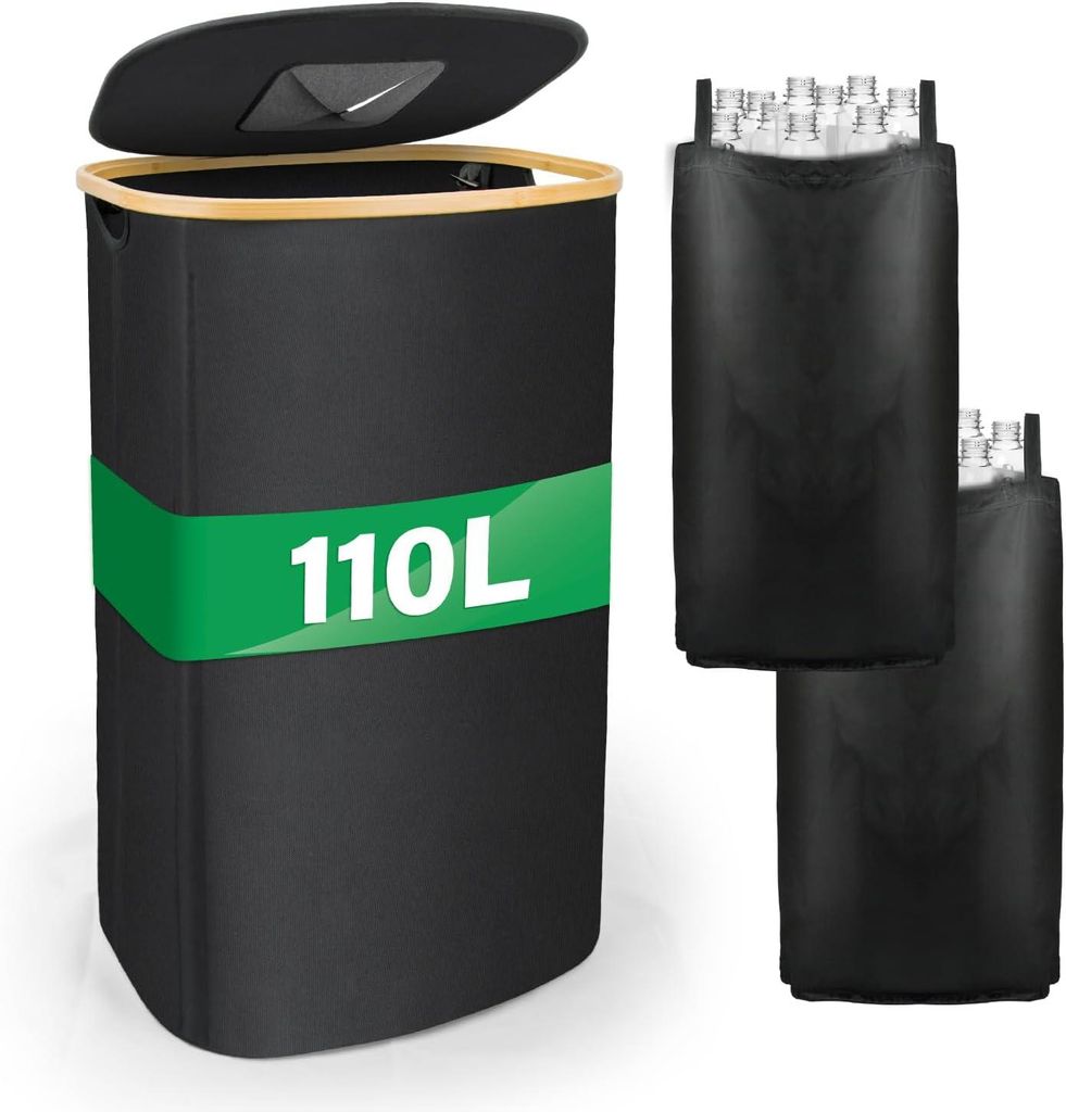 110L Pfandflaschen Sammelbehälter Aufbewahrung mit Deckel & Produktbild 