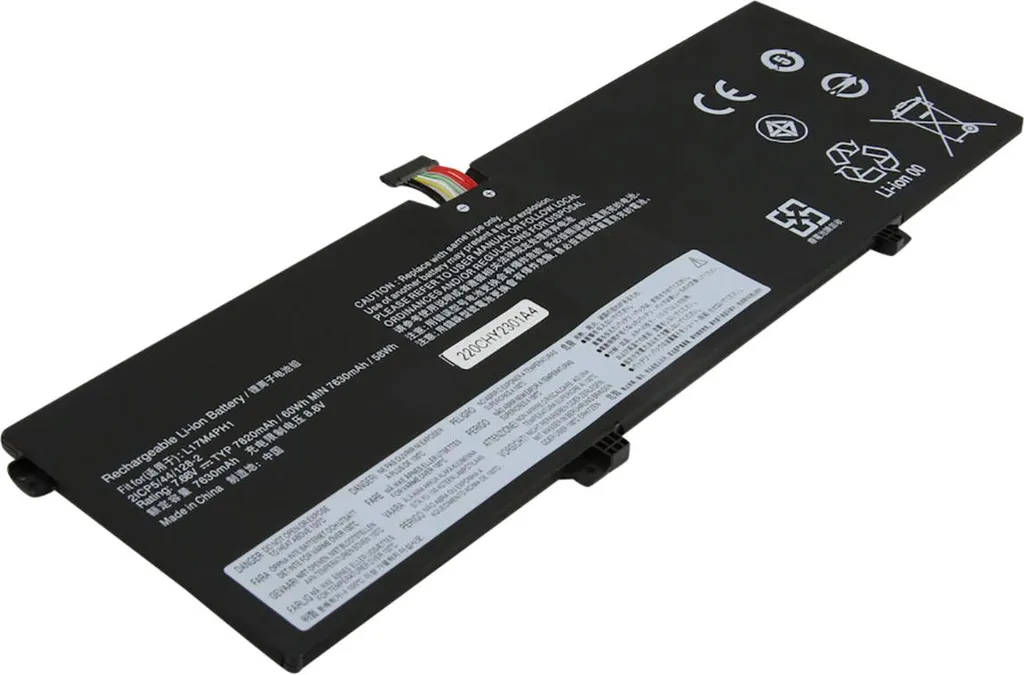 Avizar, Batteria per Lenovo Yoga C930 Li-Polymer 7,68V 7820mAh 60Wh, Schwarz