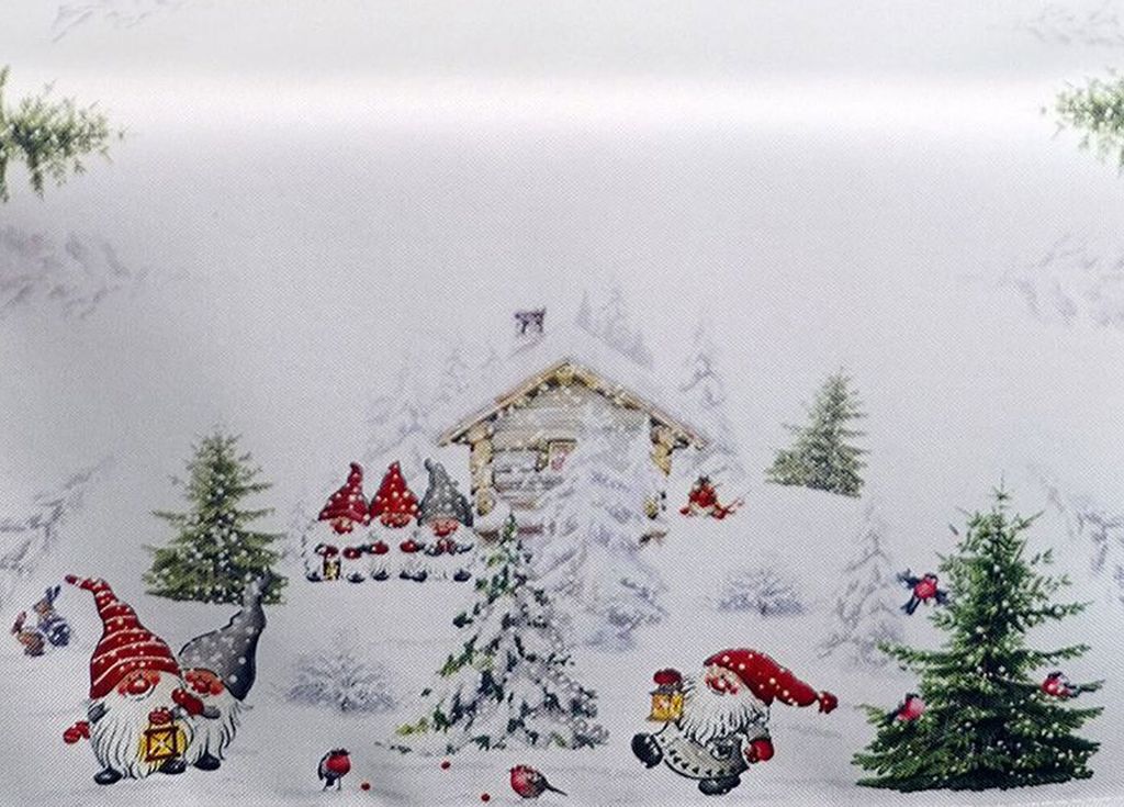 Tischwäsche Druck Wichtel im Schnee 40 x 90 cm