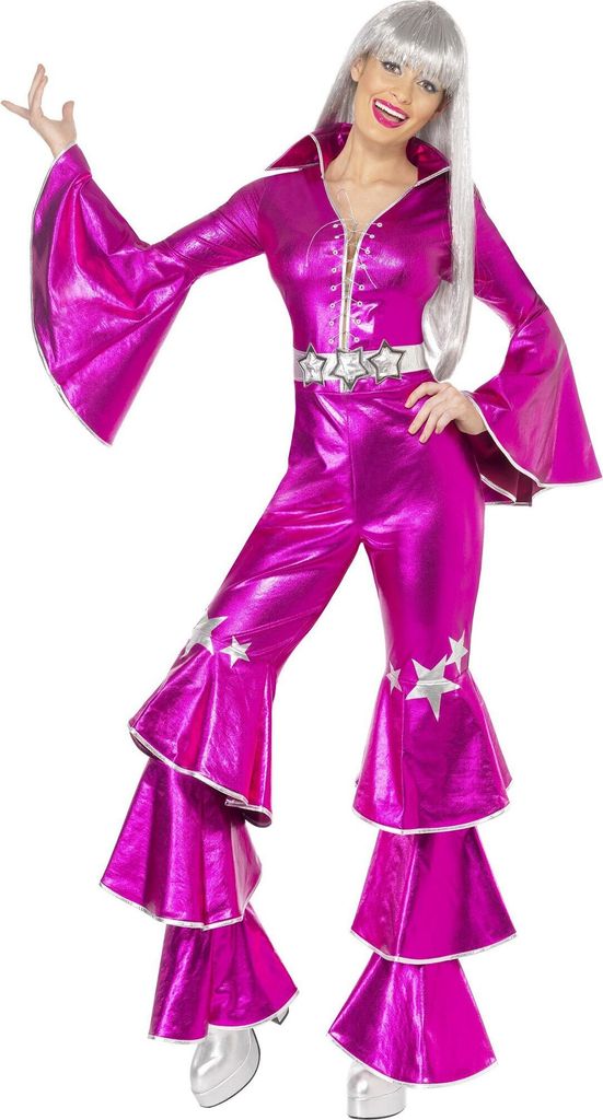 70er Jahre Kostüm für Damen pink Flower Power Hippie Produktbild 