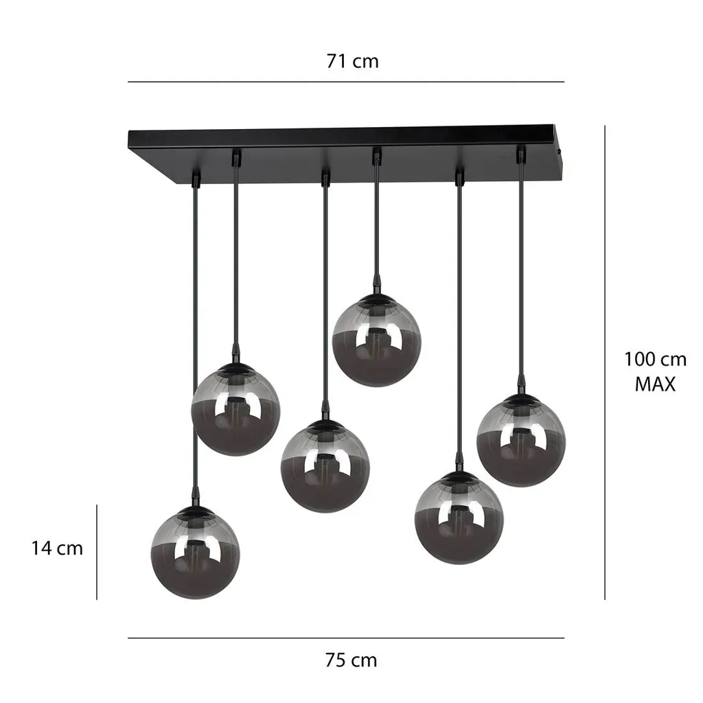 Lustre Salon COSMO 6 Branches - Solution Éclairage Grand Espace E14 - 14