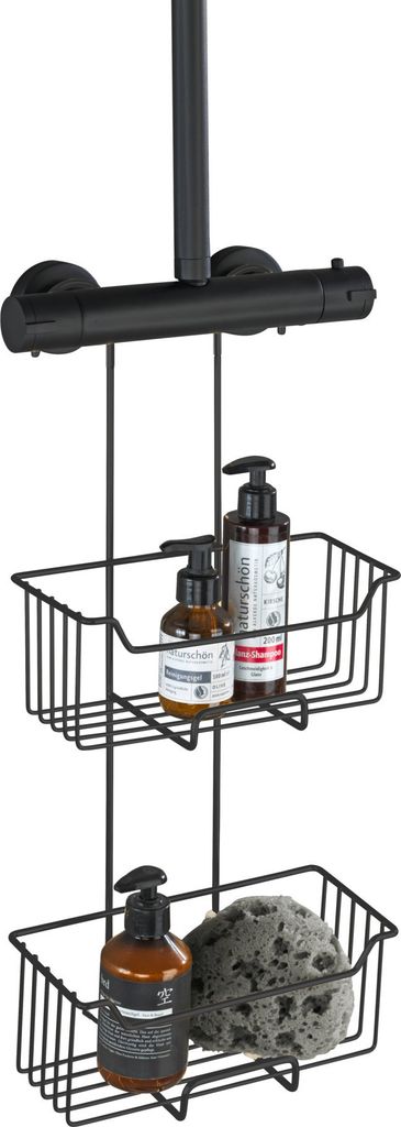 WENKO 2 Etagen Dusch Caddy Milo Regal Ablage Hängend Schwarz Rostfrei Edelstahl