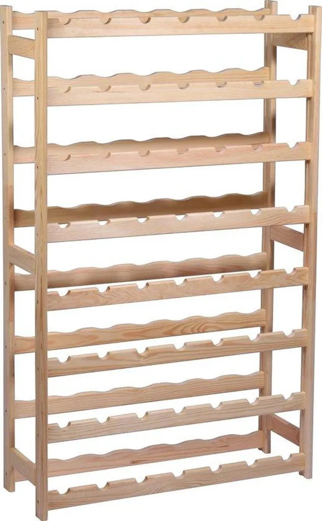 Meuble cave à vin en bois pour 56 bouteilles au style rustique naturel