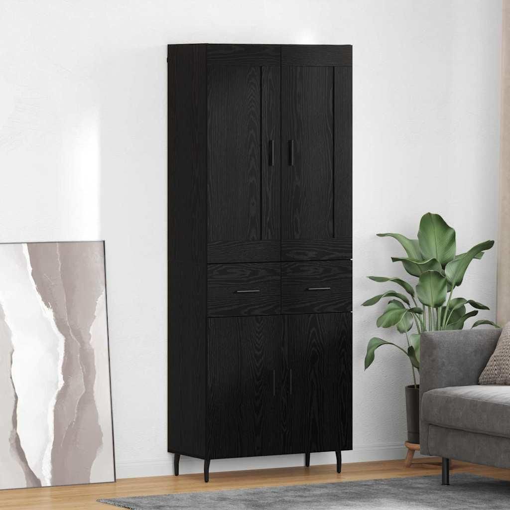 Maison Exclusive - Highboard 2 pcs Schwarz Eichen-Optik Holzwerkstoff