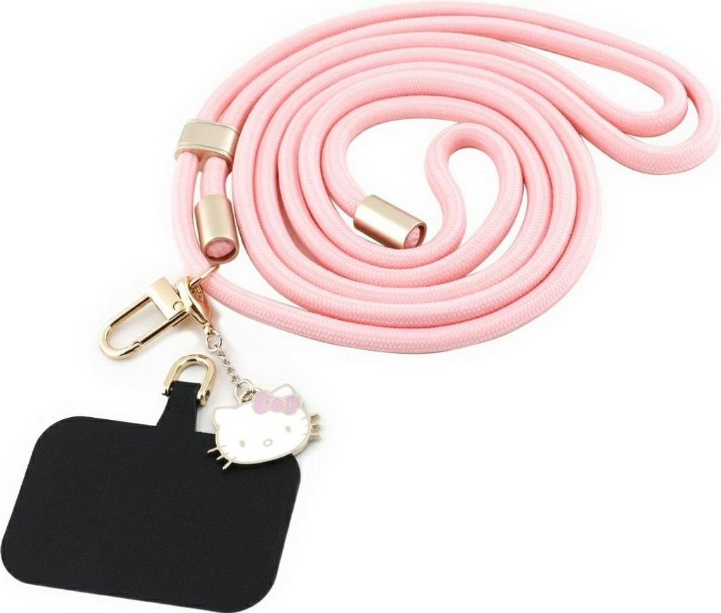 Hello Kitty Patch & Kitty Head Charm Universal-Handy-Lanyard, Rosa