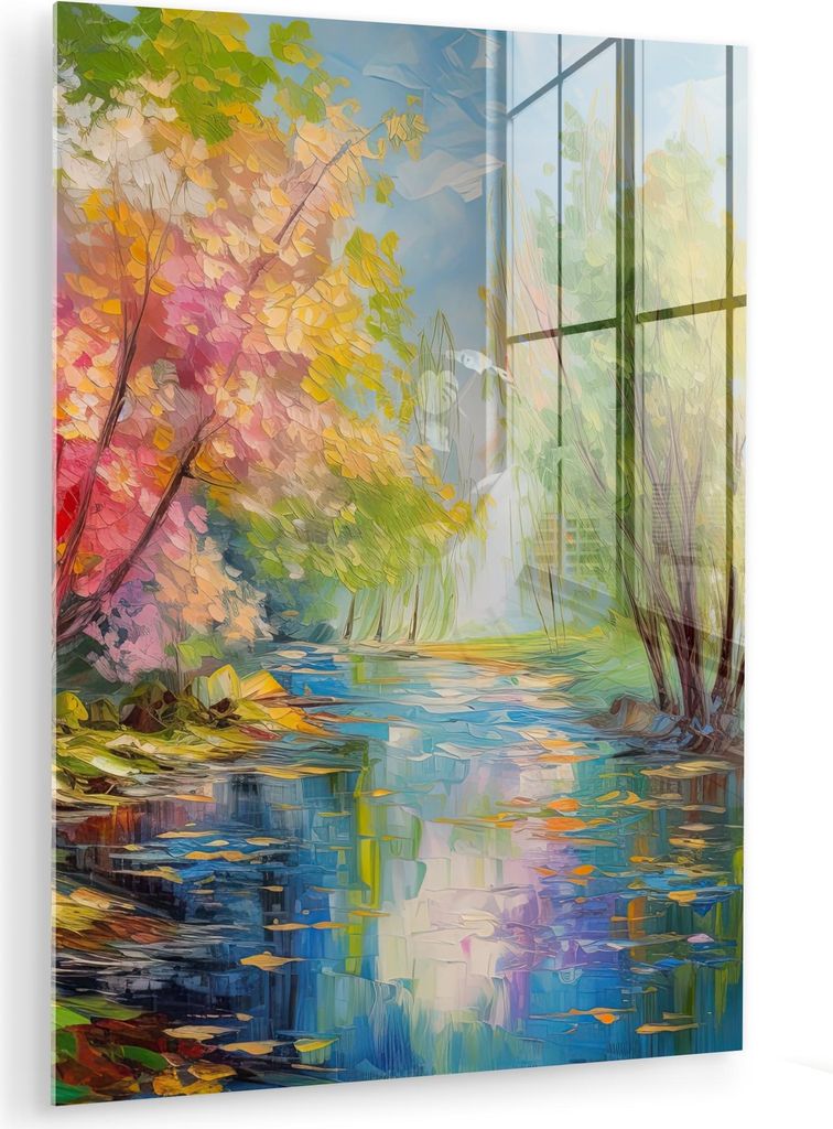 MuchoWow Glasbilder - Bilder auf Wandbild - Foto auf Glas Ölfarbe - Landschaft - Natur - Farbenfroh 30x40 cm Wanddekoration aus Glas - Acrylglasbi...