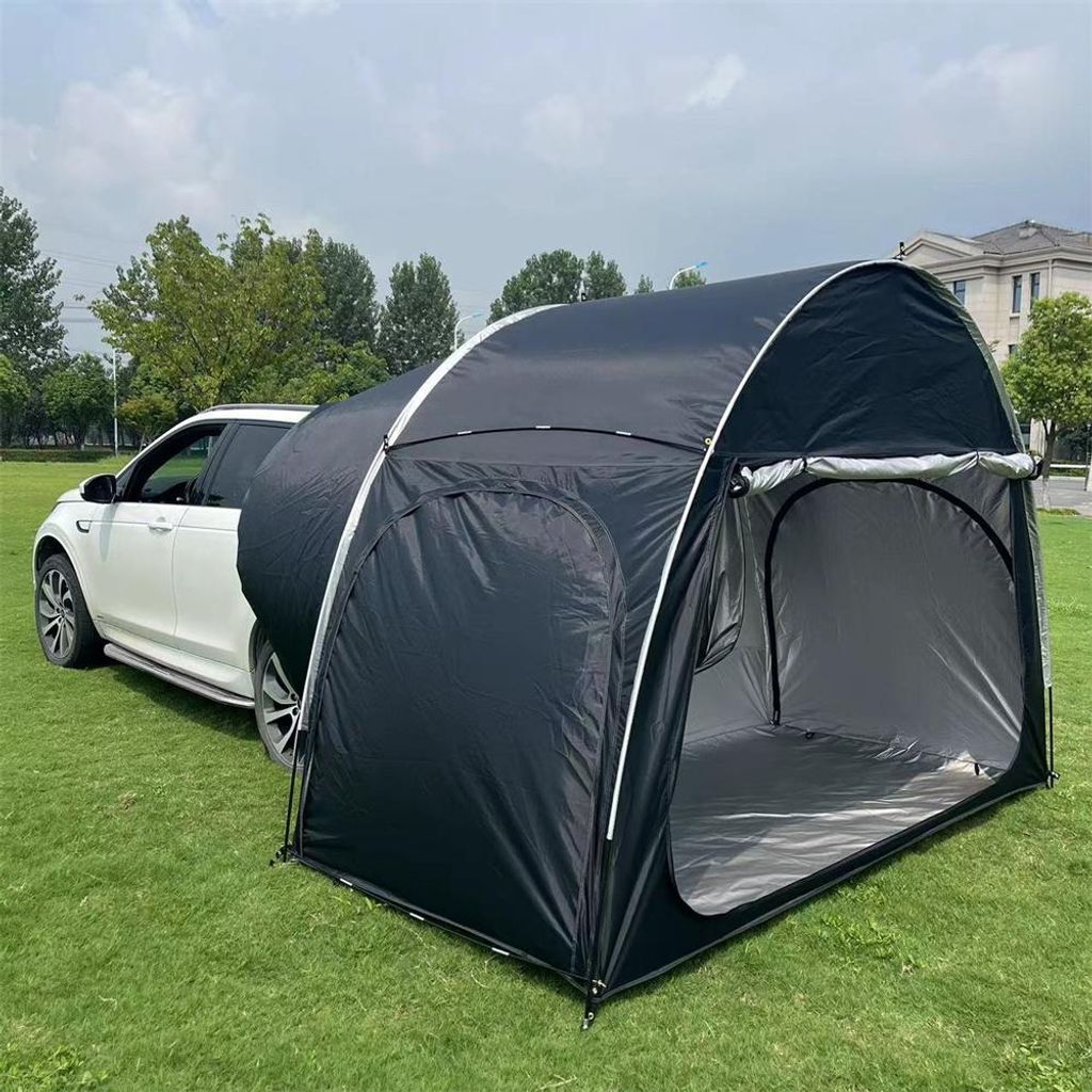 IPRee Camping Auto Heckzelt mit Vordach, Kofferraum Erweiterung, Sonnenschutz, Outdoor Ausrüstung - Campingzelt , 3x1,5x2,1 m, Schwarz