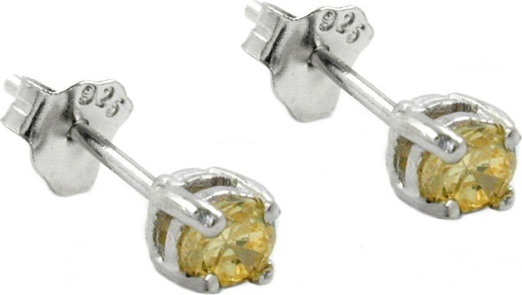 3mm Ohrstecker Stecker Glas gelb-citrin 925 Silber Produktbild 