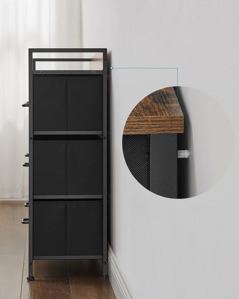 Komoda ŠARLOTA se zásuvkami, 98x28,5x85cm, hnědá/černá Obrázek produktu 5