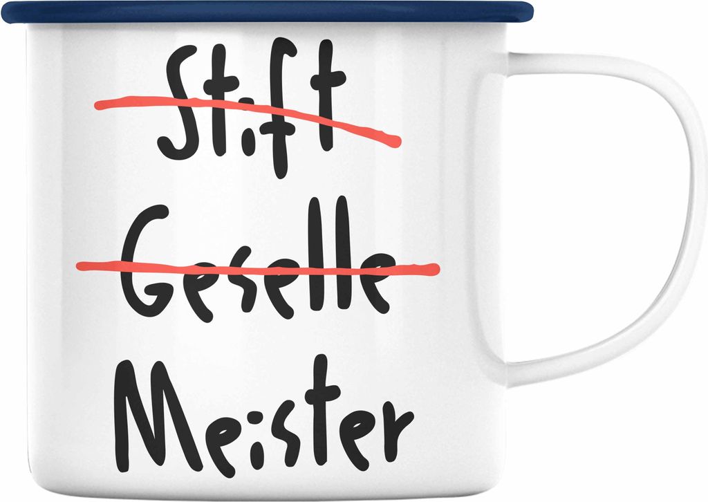 Trendation - Meister Prüfung Bestanden Geschenk Meisterprüfung Emaille Tasse Mann Metallbauer Dachdecker Maler Elektrotechnik Schreiner Elektroni...
