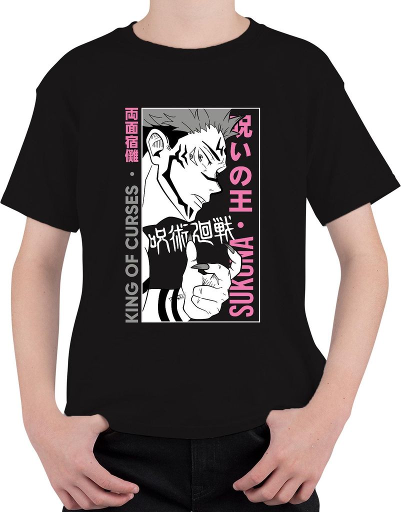 Jujutsu Kaisen SUKUNA King of Curses Anime Ästhetik Geschenk Uni Kinder T-Shirt, Schwarz, 152