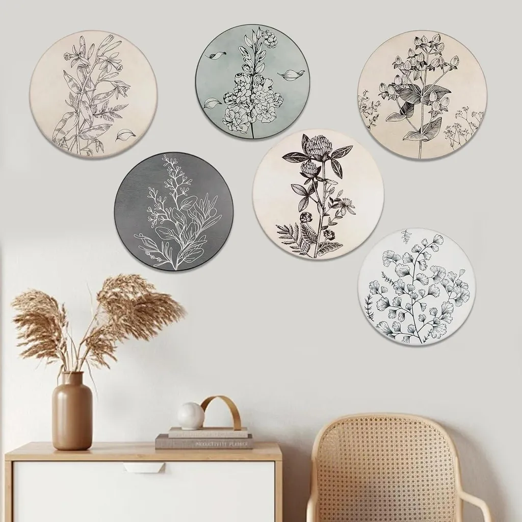 Décoration murale ronde en bois véritable - Finition artisanale boho