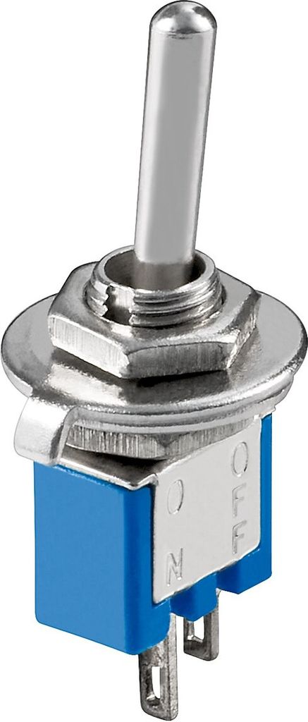 Goobay 10013 Kippschalter Subminiatur, Blau - EIN-AUS, 2 Pins, blaues Gehäuse