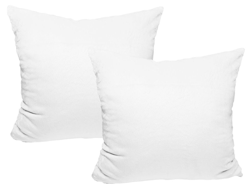 JACK 2er Set Teddy Flausch Kissen Dekokissen flauschig kuschlig weich, Farbe:Weiß, Größe:40 x 40 cm