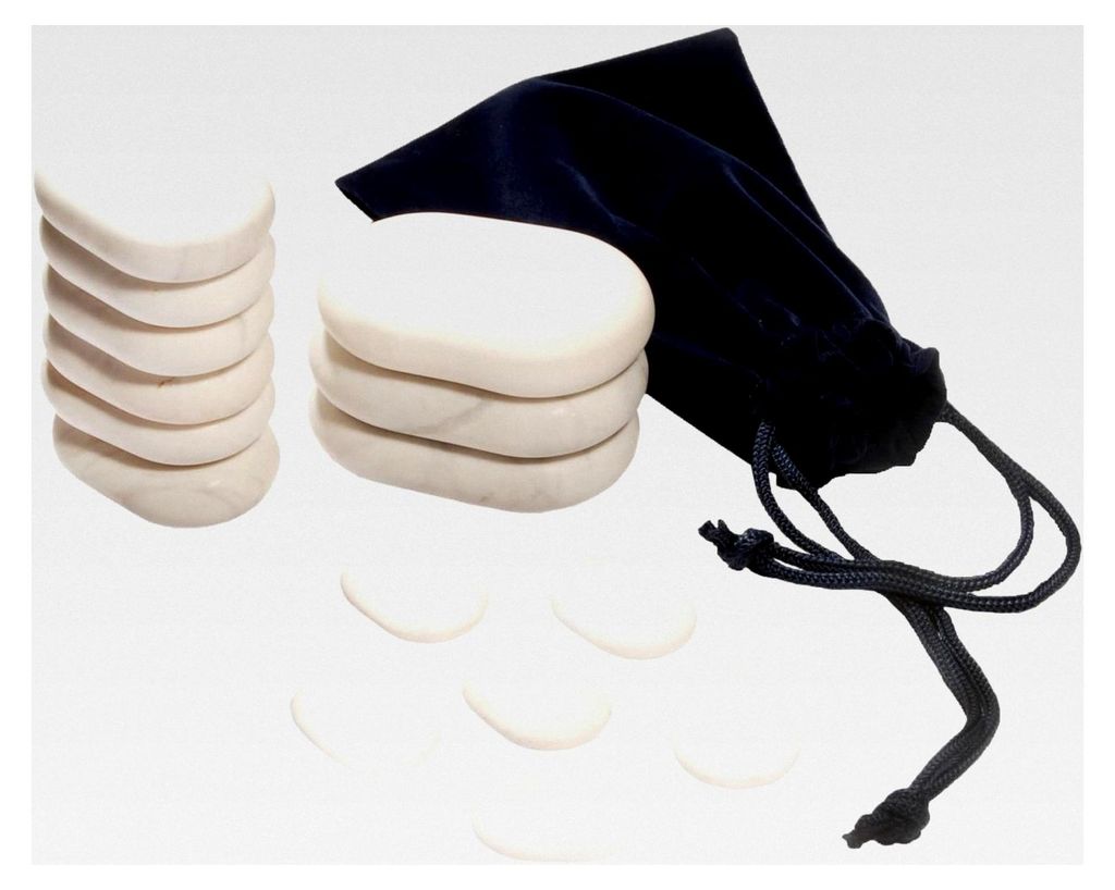 Cold Stone Basis Set | 15 Massagesteine aus Marmor | Zubehör für die Hot Stone Massage | Kühlung und Anregung des Stoffwechsels | Entspannung f...