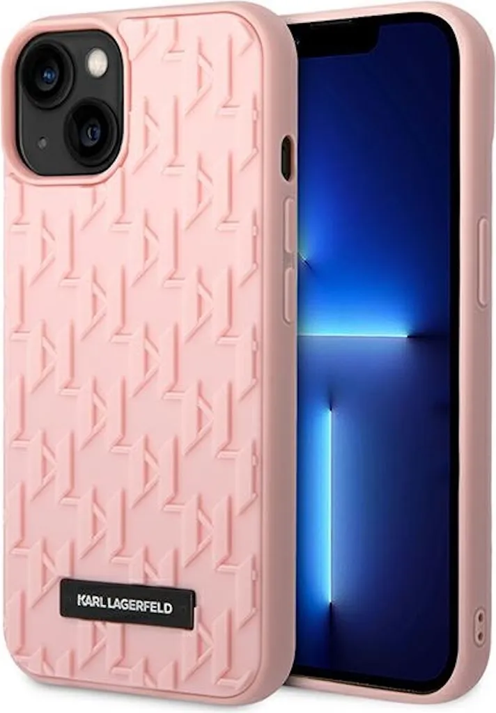 Custodia iPhone 14 Plus Karl Lagerfeld Rosa 3D Monogram - Esclusiva