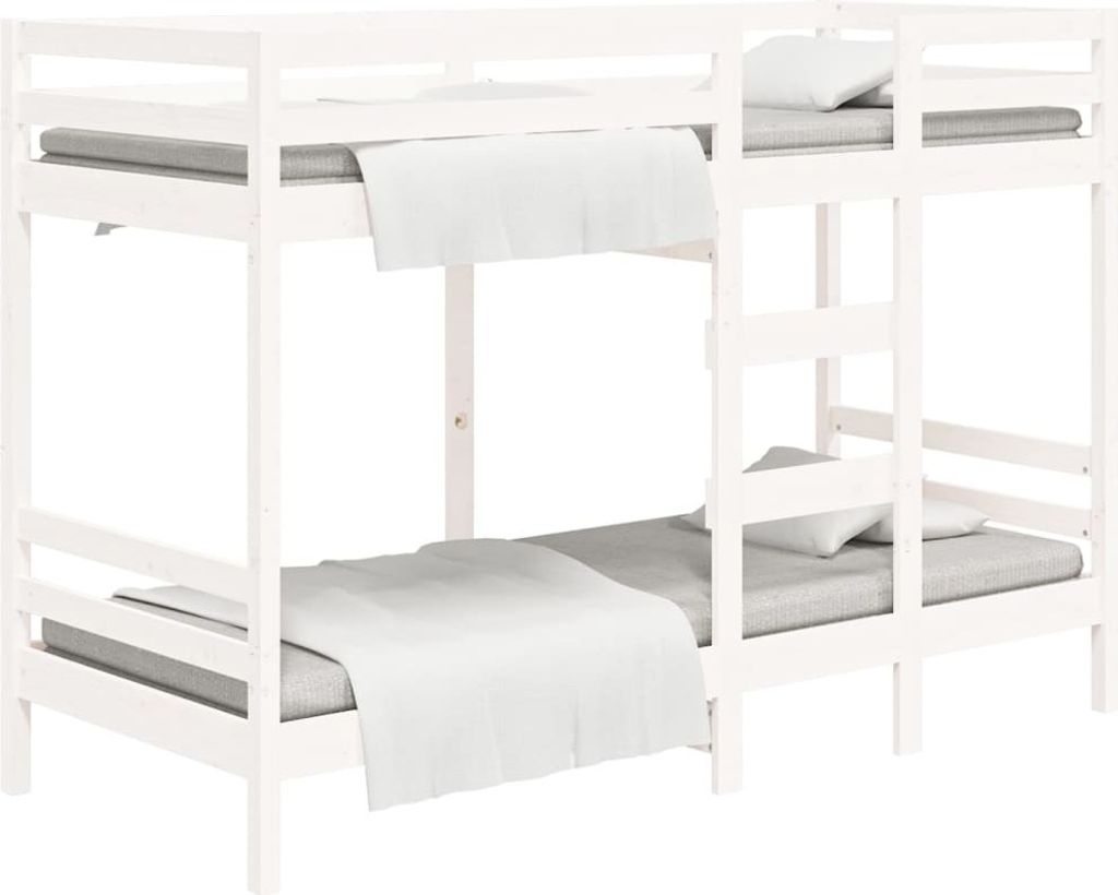 vidaXL Letto a castello bianco 90x200 cm in legno massiccio Immagine del prodotto 