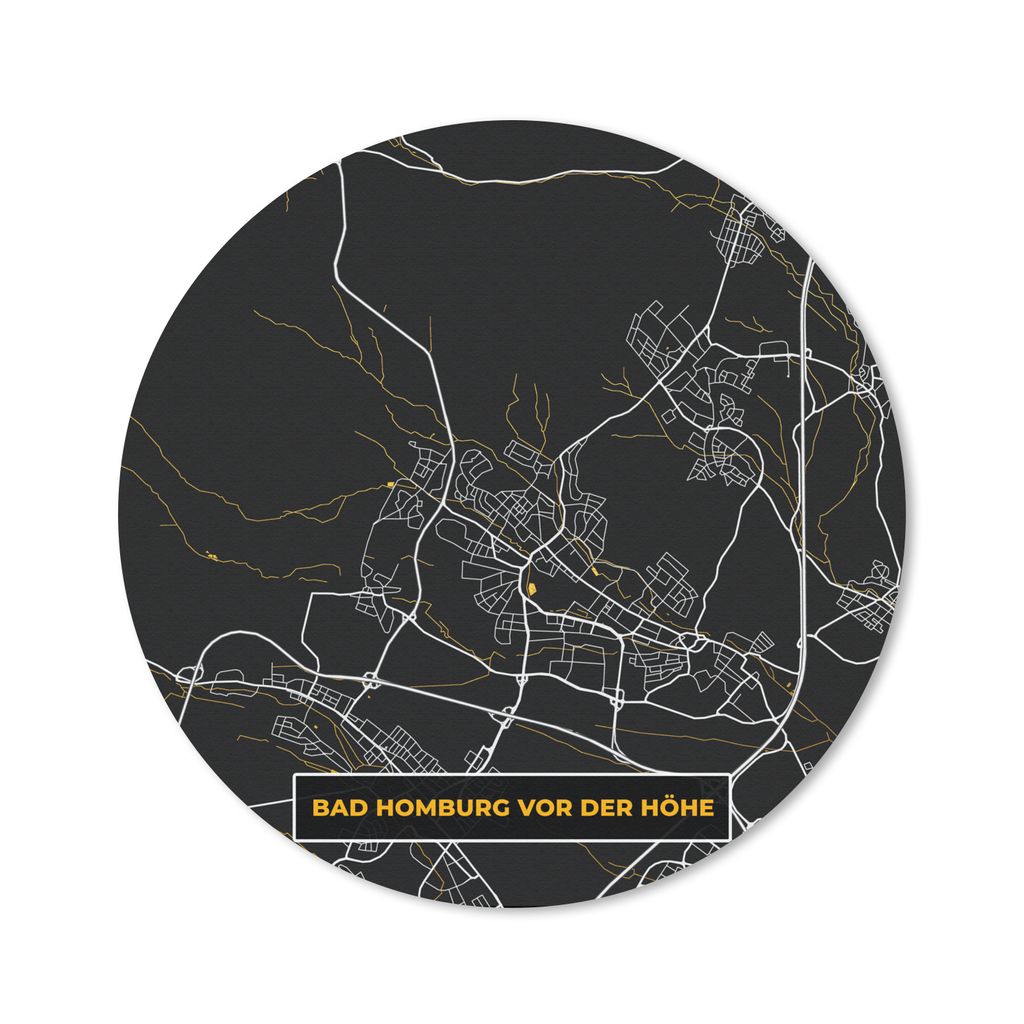 MuchoWow Mauspad Mousepad Bad Homburg vor der Höhe - Stadtplan - Gold - Karte - Deutschland 40x40 cm - Mousepads - Maus Mat - Pad - Mausunterlag...