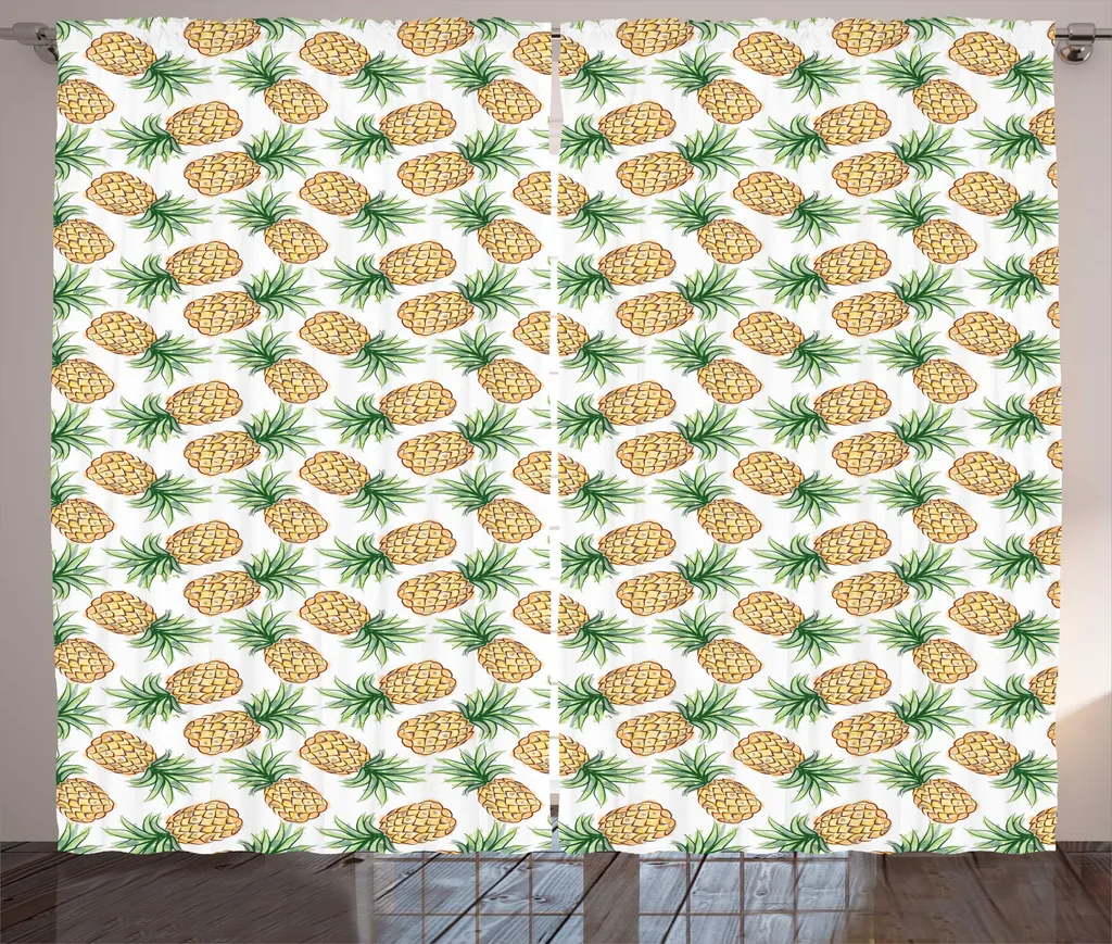 Grand Rideau Occultant Partiel Ananas pour Intimité Chambre 280x225